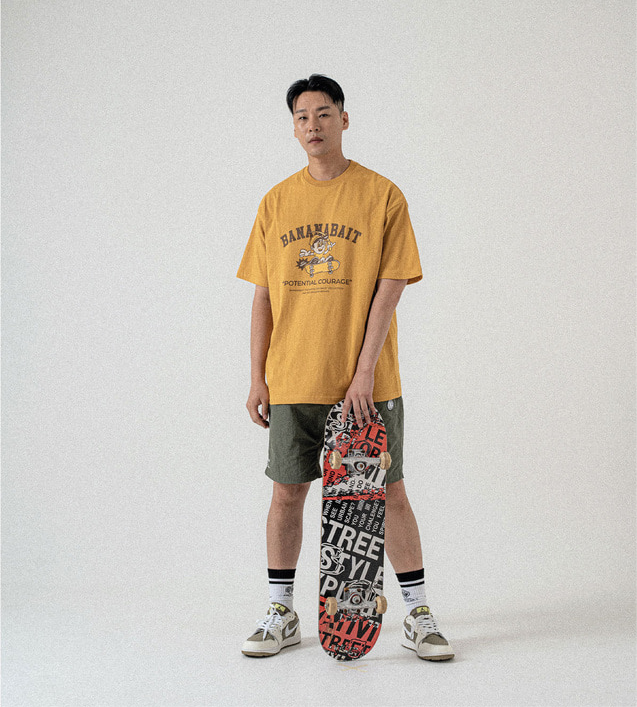 Skate Angler [Cotton series] T-shirt - Mustard