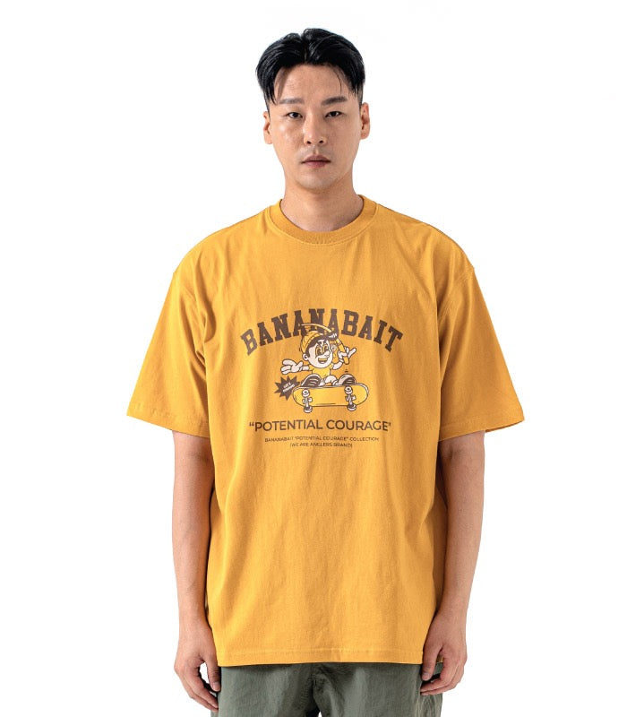 Skate Angler [Cotton series] T-shirt - Mustard