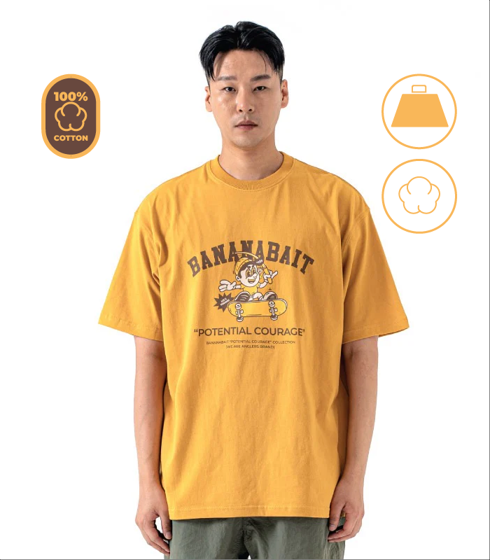 Skate Angler [Cotton series] T-shirt - Mustard